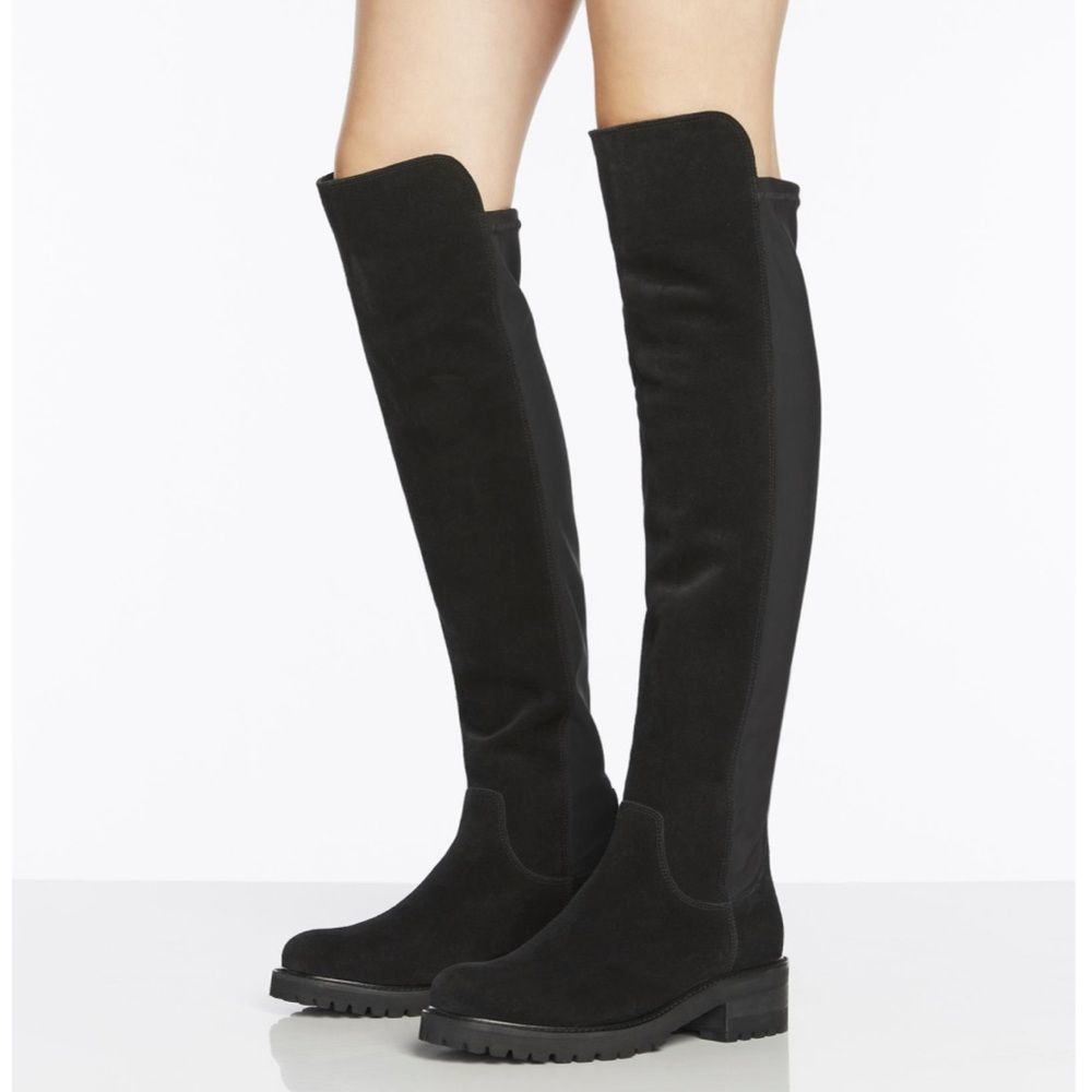 La CANADIENNE Black Over the Knee Catey Boots Suede & Stretch Panel Wome…